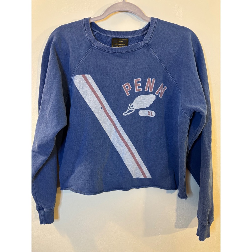 Retro Brand LA Blue Penn Distressed Sweatshirt S Anthropologie Track